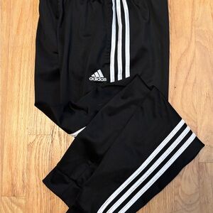 Adidas Kids Black Joggers with White Stripes
